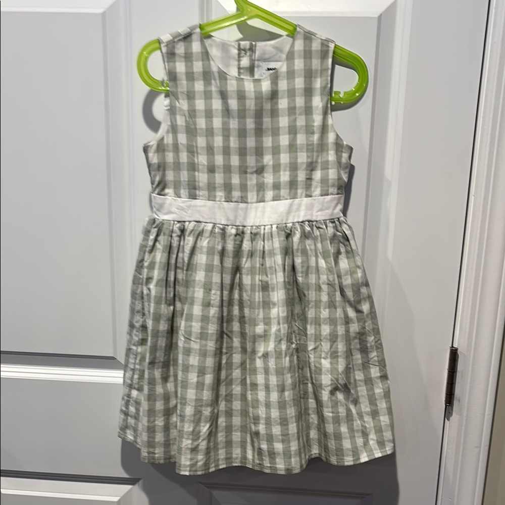Sammy + Nat Green and White A-Line Dress Sleeveless Crew Neck size 6